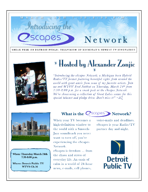 eScapes WTVS Pledge Drive Flyer